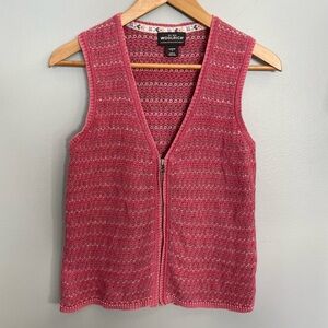 Woolrich Women’s Knit Full Zip Sweater Vest Size Small Cottagecore Grannycore